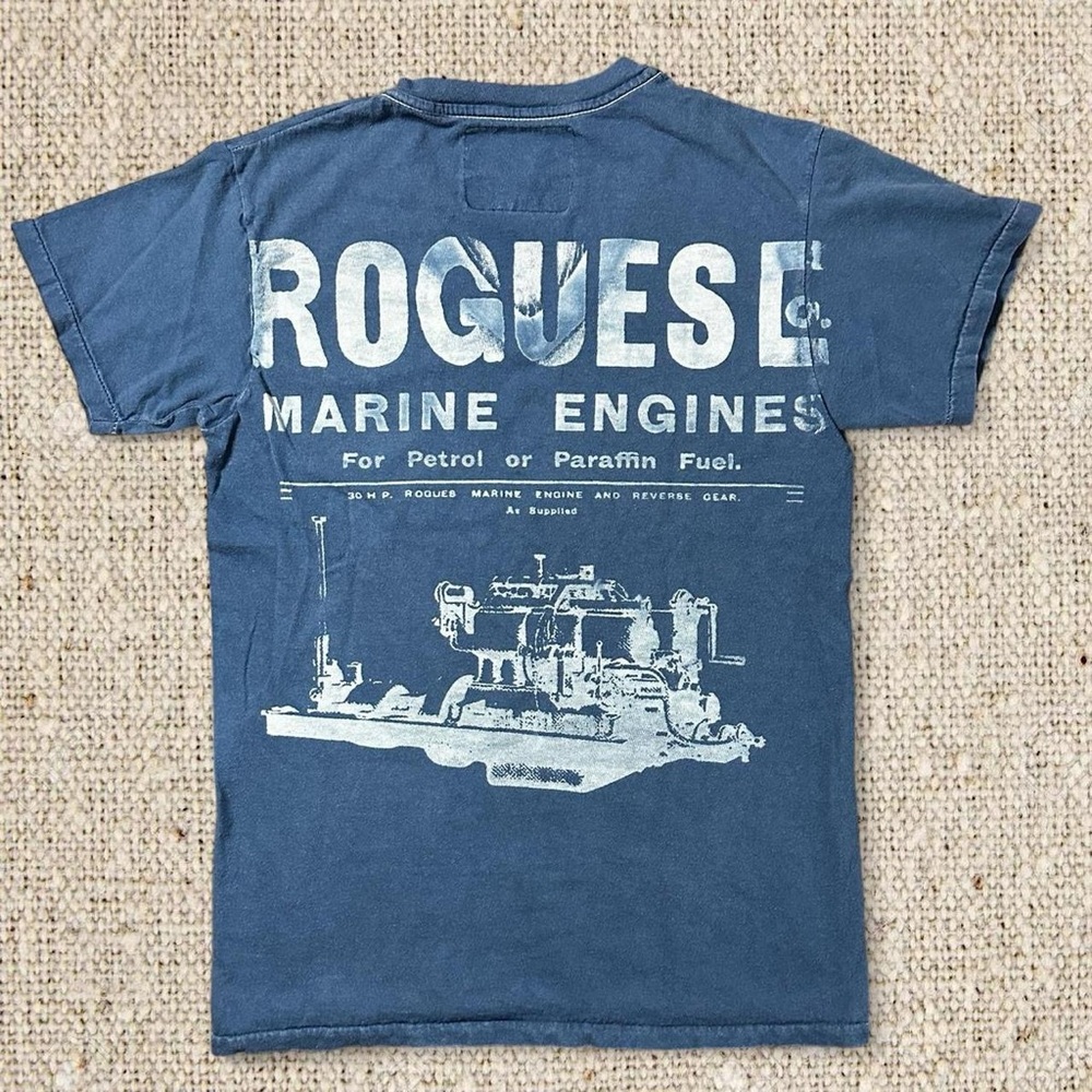 2000s Rogues Gallery Marine Engines Single Stitch V-Neck Tee